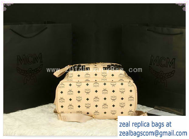High Quality Replica MCM Stark Backpack Jumbo in Calf Leather 8100 Apricot - Click Image to Close